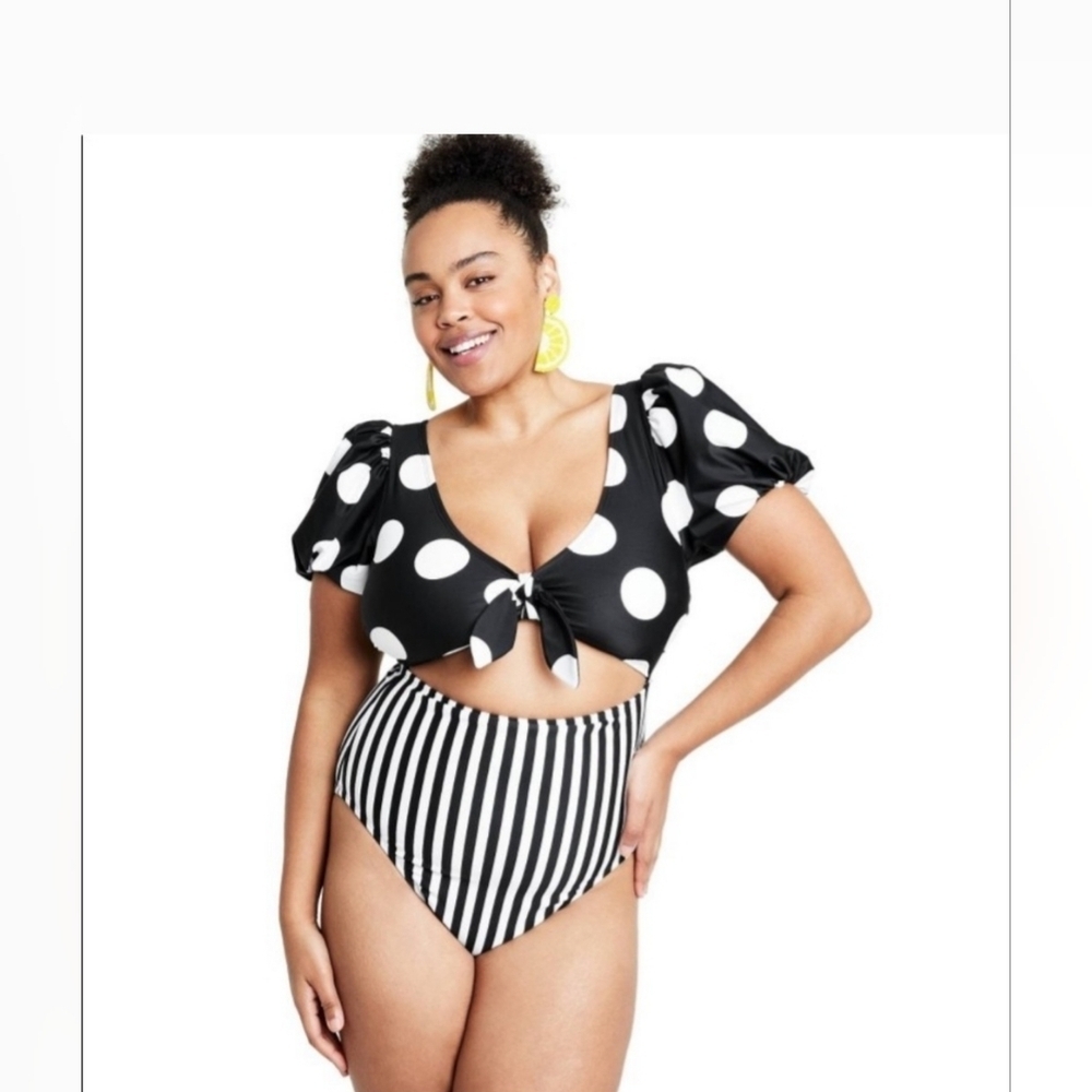 Tabitha Brown- Women's XS, Black and White Swimsuit